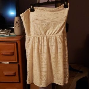 Ladies white strapless mini dress